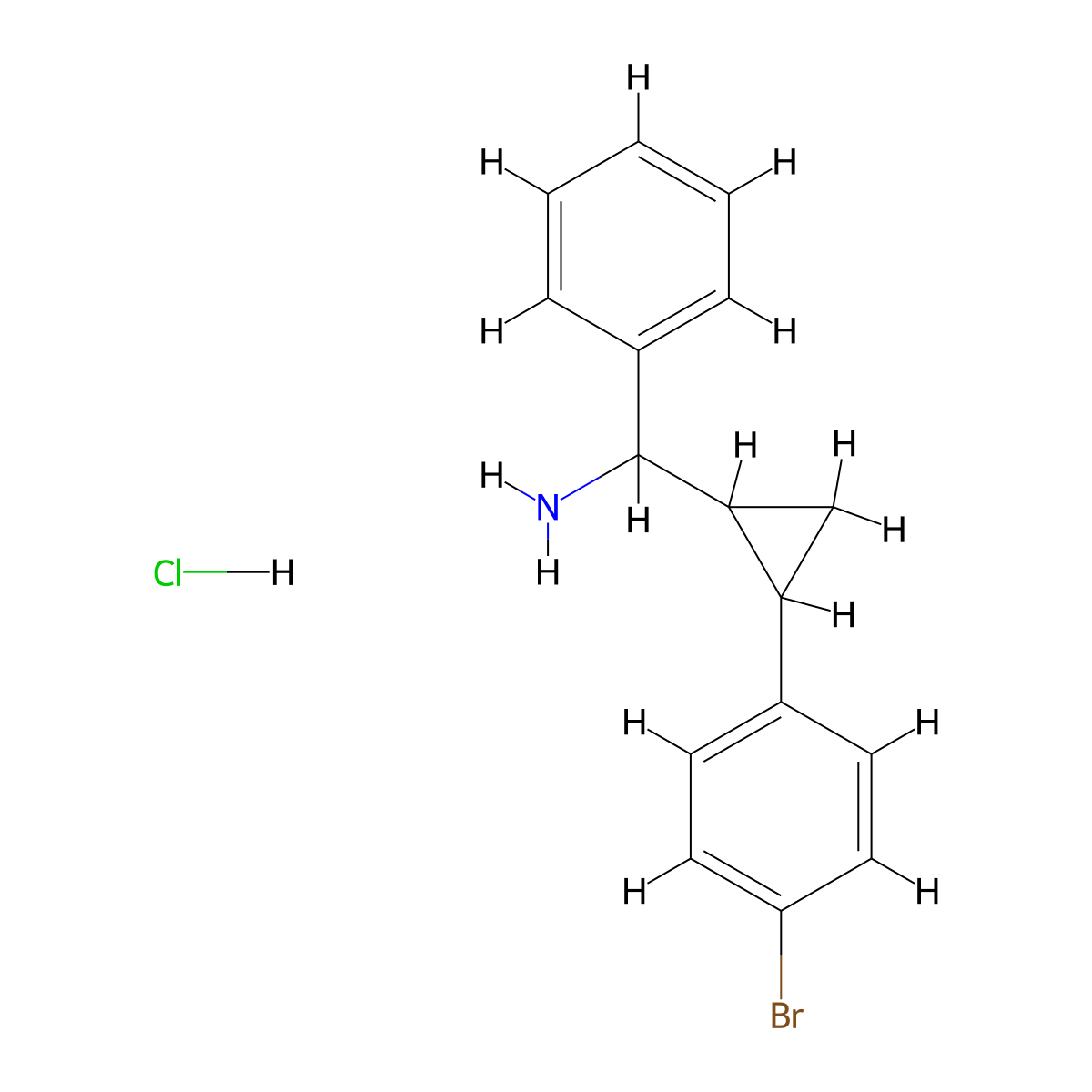 [2-(4-Bromophenyl)cyclopropyl](phenyl)methanamine hydrochloride molecular structure, CAS 2241139-76-2