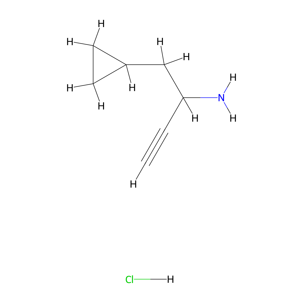 1-Cyclopropylbut-3-yn-2-amine hydrochloride molecular structure, CAS 2241139-85-3