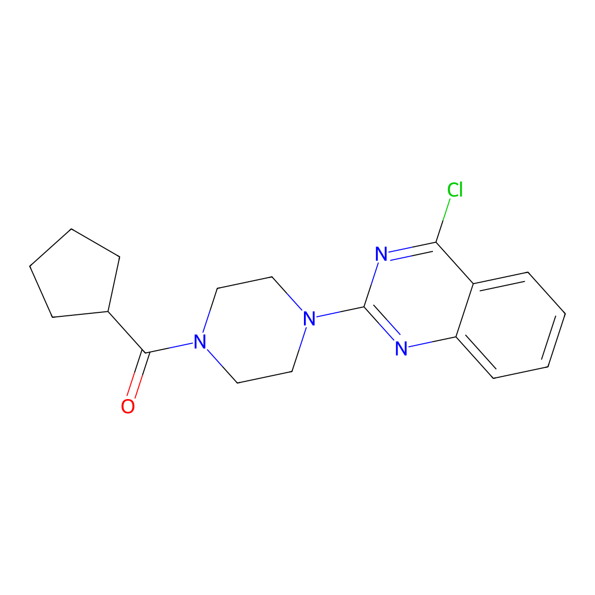 4-Chloro-2-(4-cyclopentanecarbonylpiperazin-1-yl)quinazoline molecular structure, CAS 2241139-94-4