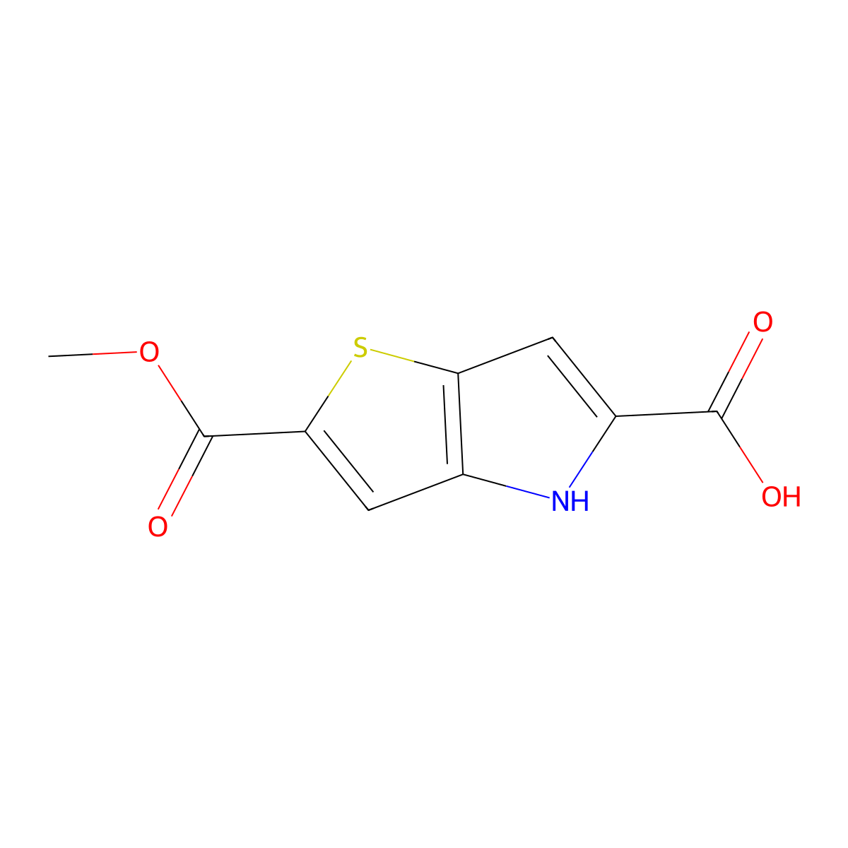2-(methoxycarbonyl)-4H-thieno(3,2-b)pyrrole-5-carboxylic acid molecular structure, CAS 2241140-01-0