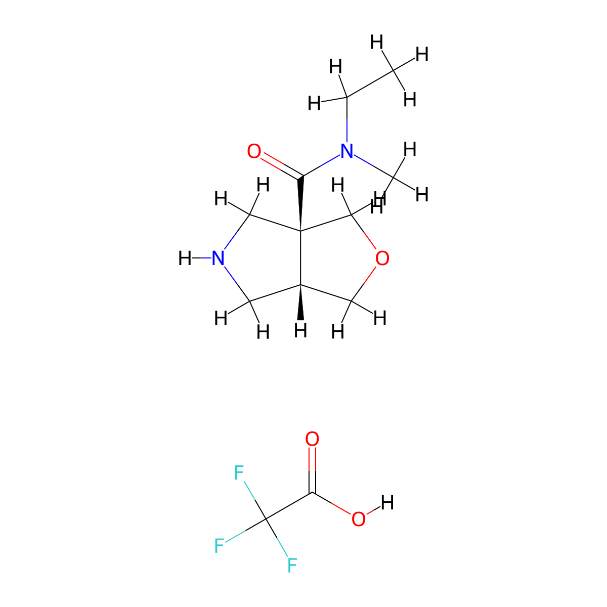 rac-(3aR,6aR)-N-ethyl-N-methyl-hexahydro-1H-furo[3,4-c]pyrrole-3a-carboxamide,trifluoroaceticacid molecular structure, CAS 2241140-14-5
