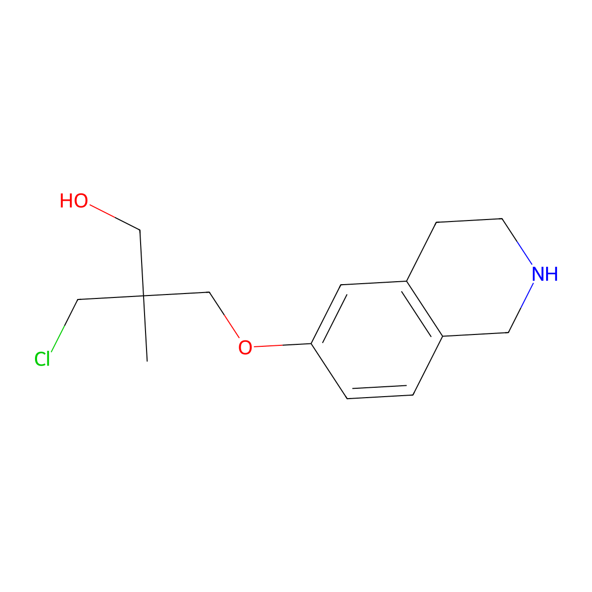 3-Chloro-2-methyl-2-[(1,2,3,4-tetrahydroisoquinolin-6-yloxy)methyl]propan-1-ol molecular structure, CAS 2241140-17-8
