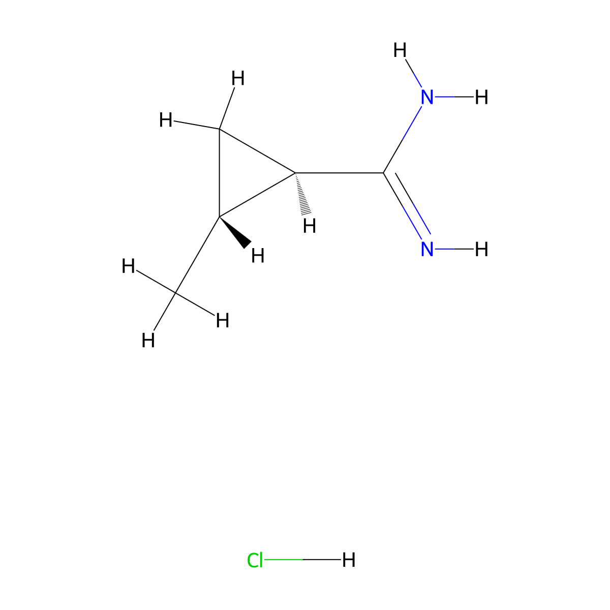 rac-(1R,2R)-2-methylcyclopropane-1-carboximidamide hydrochloride molecular structure, CAS 2241140-32-7