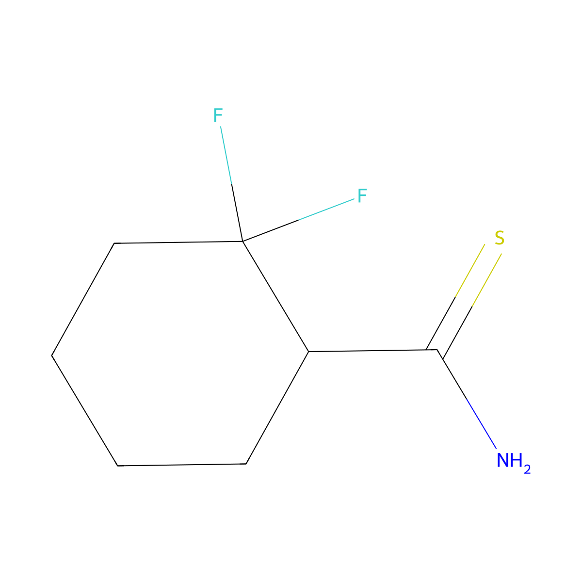 2,2-Difluorocyclohexane-1-carbothioamide molecular structure, CAS 2241140-47-4