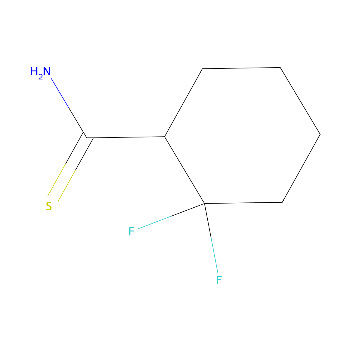2,2-Difluorocyclohexane-1-carbothioamide molecular structure, CAS 2241140-47-4
