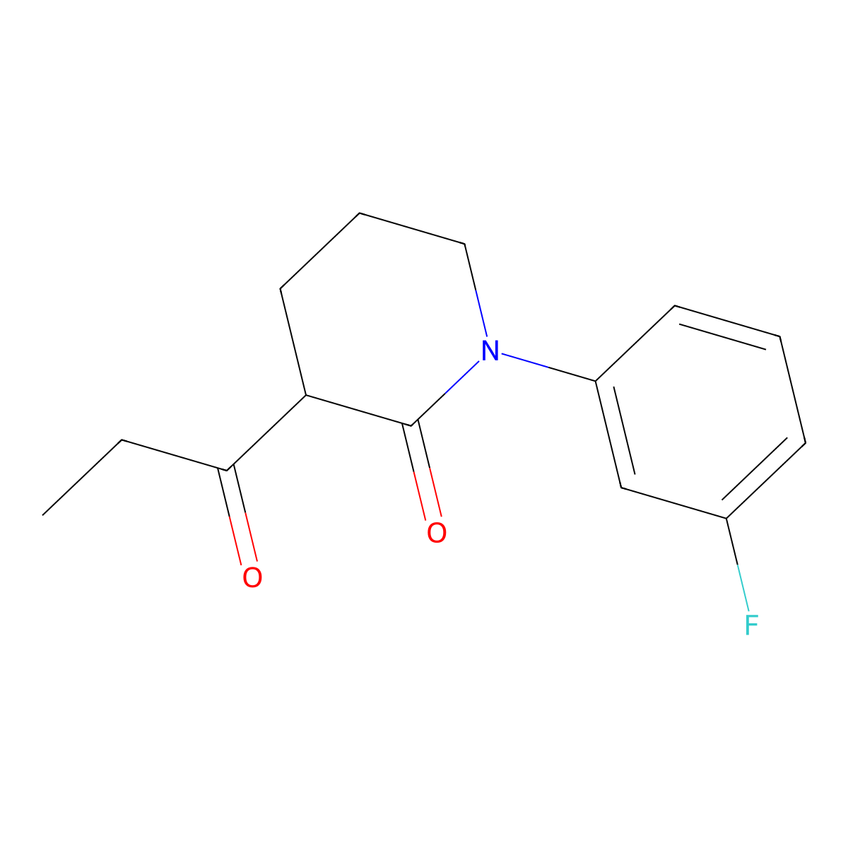1-(3-Fluorophenyl)-3-propanoylpiperidin-2-one molecular structure, CAS 2241140-48-5