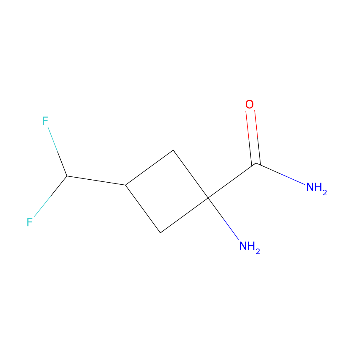 1-Amino-3-(difluoromethyl)cyclobutane-1-carboxamide molecular structure, CAS 2241140-52-1