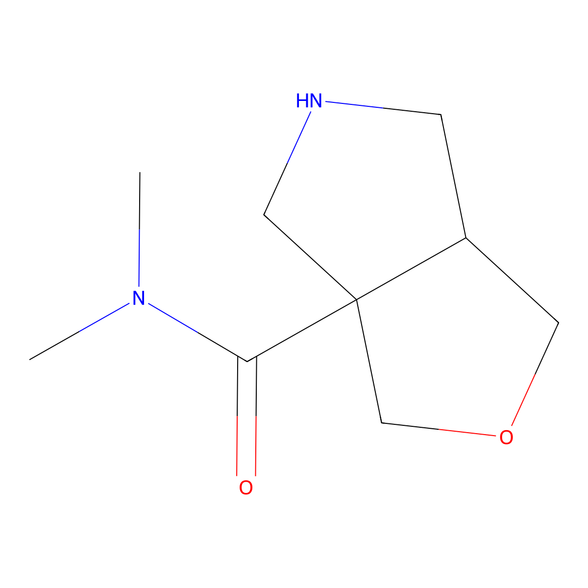 rac-(3aR,6aR)-N,N-dimethyl-hexahydro-1H-furo[3,4-c]pyrrole-3a-carboxamide molecular structure, CAS 2241140-55-4