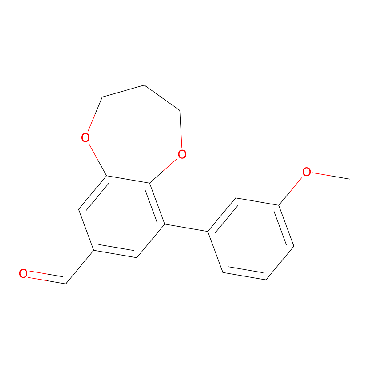 9-(3-methoxyphenyl)-3,4-dihydro-2H-1,5-benzodioxepine-7-carbaldehyde molecular structure, CAS 2241140-57-6