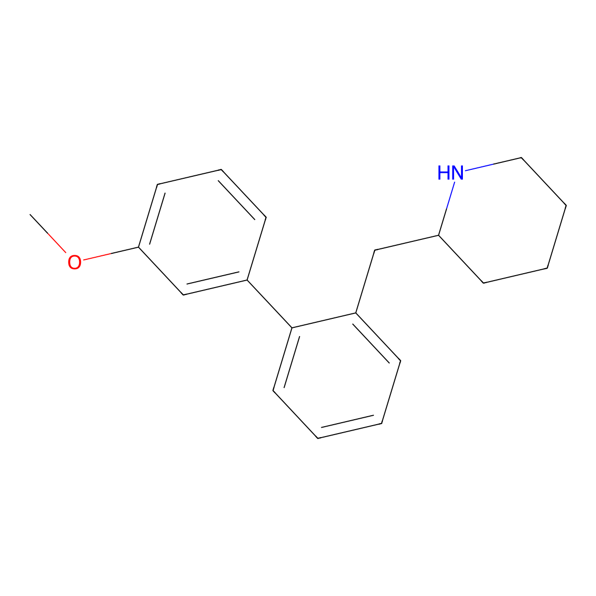 2-({3'-Methoxy-[1,1'-biphenyl]-2-yl}methyl)piperidine molecular structure, CAS 2241141-05-7