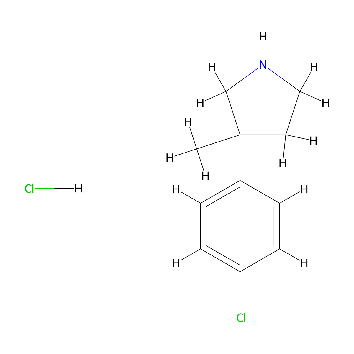 3-(4-Chlorophenyl)-3-methylpyrrolidine hydrochloride molecular structure, CAS 2241141-11-5