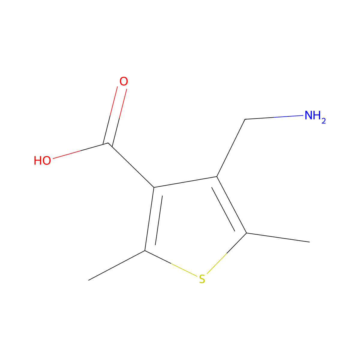 4-(Aminomethyl)-2,5-dimethylthiophene-3-carboxylic acid molecular structure, CAS 2241141-19-3