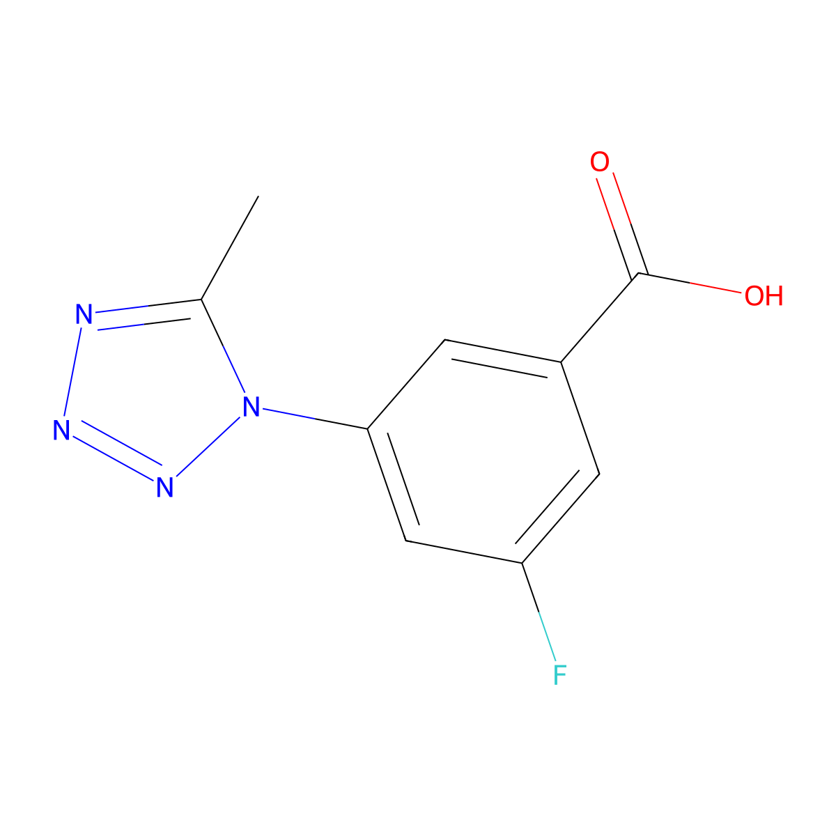 3-fluoro-5-(5-methyl-1H-1,2,3,4-tetrazol-1-yl)benzoic acid molecular structure, CAS 2241141-28-4