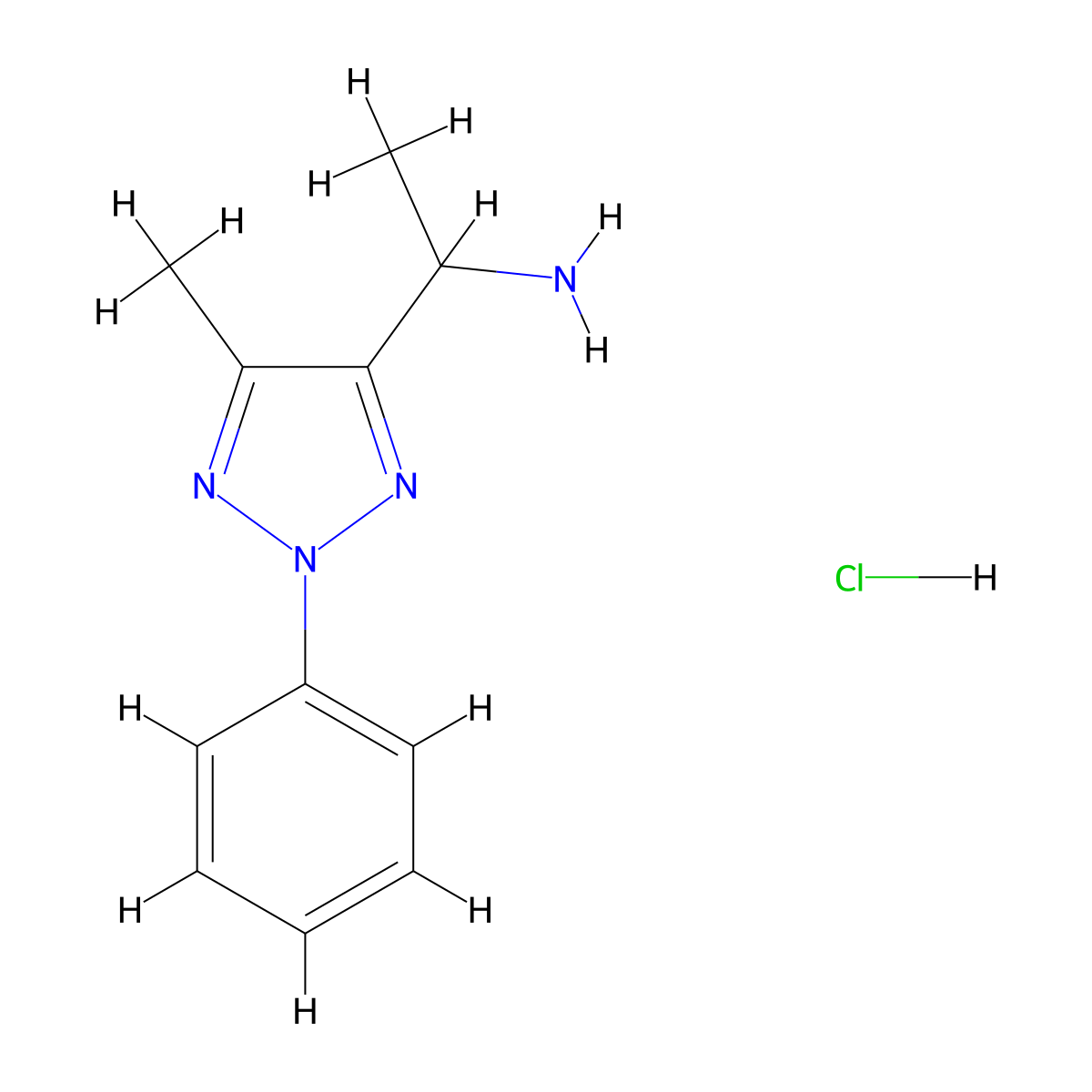 1-(5-methyl-2-phenyl-2H-1,2,3-triazol-4-yl)ethan-1-amine hydrochloride molecular structure, CAS 2241141-31-9