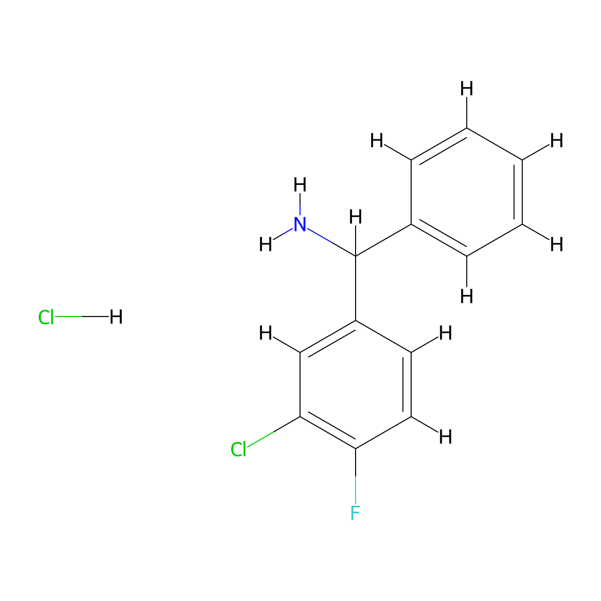 (3-Chloro-4-fluorophenyl)(phenyl)methanamine hydrochloride molecular structure, CAS 2241141-34-2