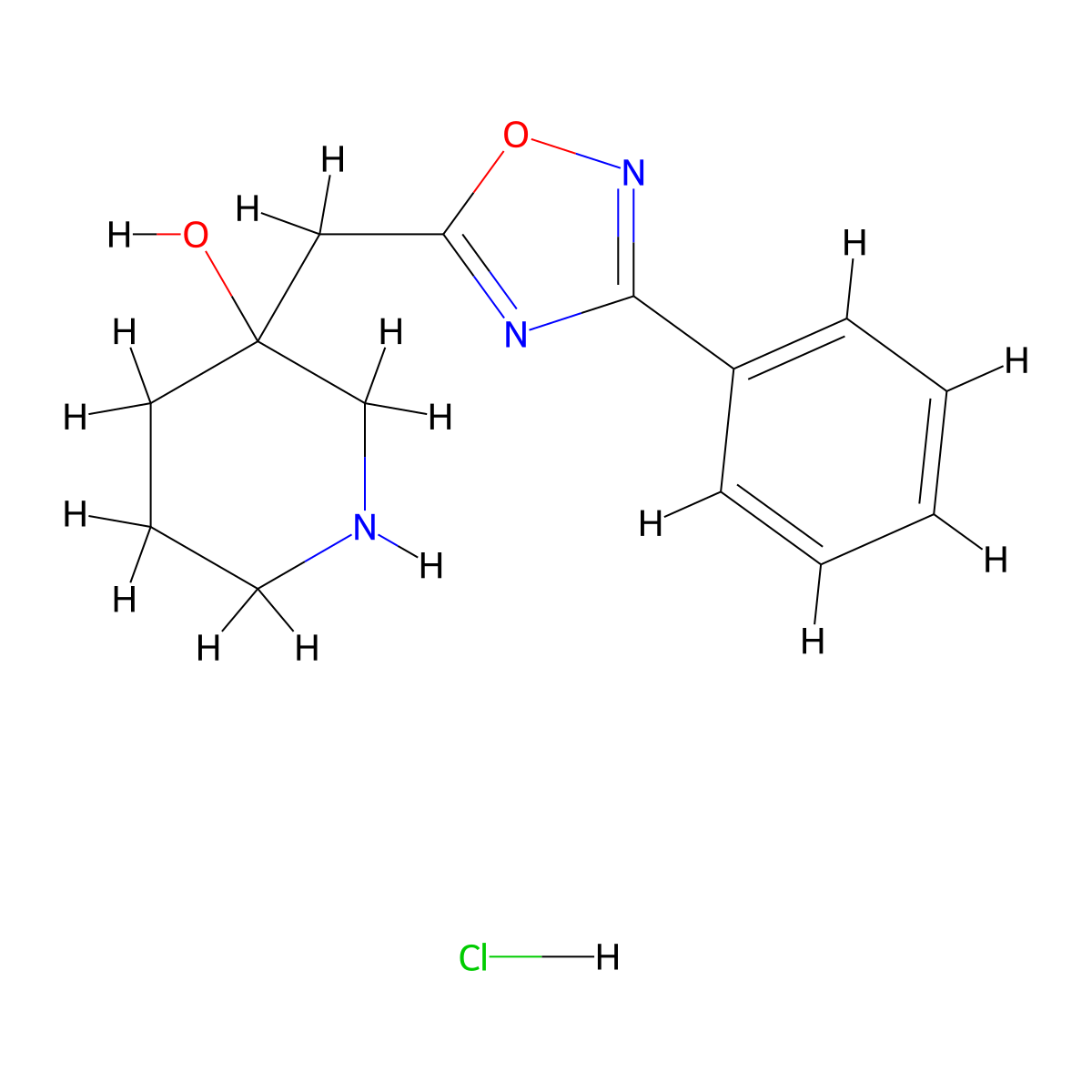 3-[(3-Phenyl-1,2,4-oxadiazol-5-yl)methyl]piperidin-3-ol hydrochloride molecular structure, CAS 2241141-35-3