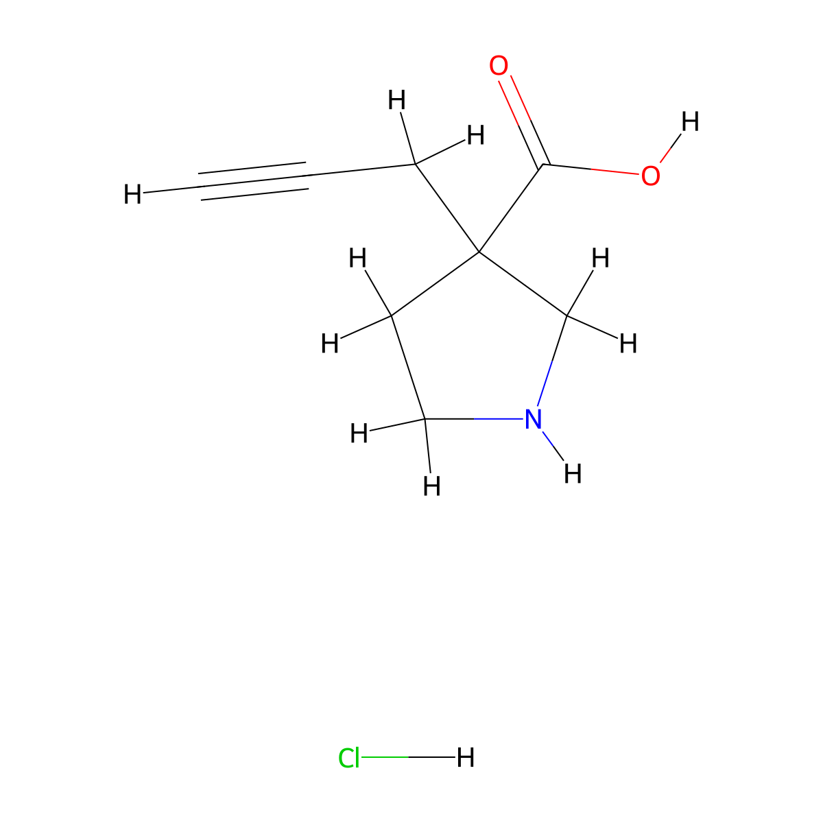 3-(Prop-2-yn-1-yl)pyrrolidine-3-carboxylic acid hydrochloride molecular structure, CAS 2241141-41-1