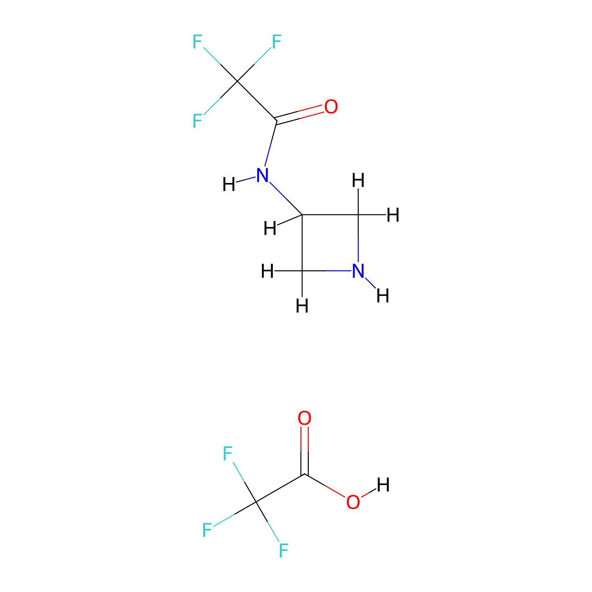 N-(azetidin-3-yl)-2,2,2-trifluoroacetamide; trifluoroacetic acid molecular structure, CAS 2241141-48-8