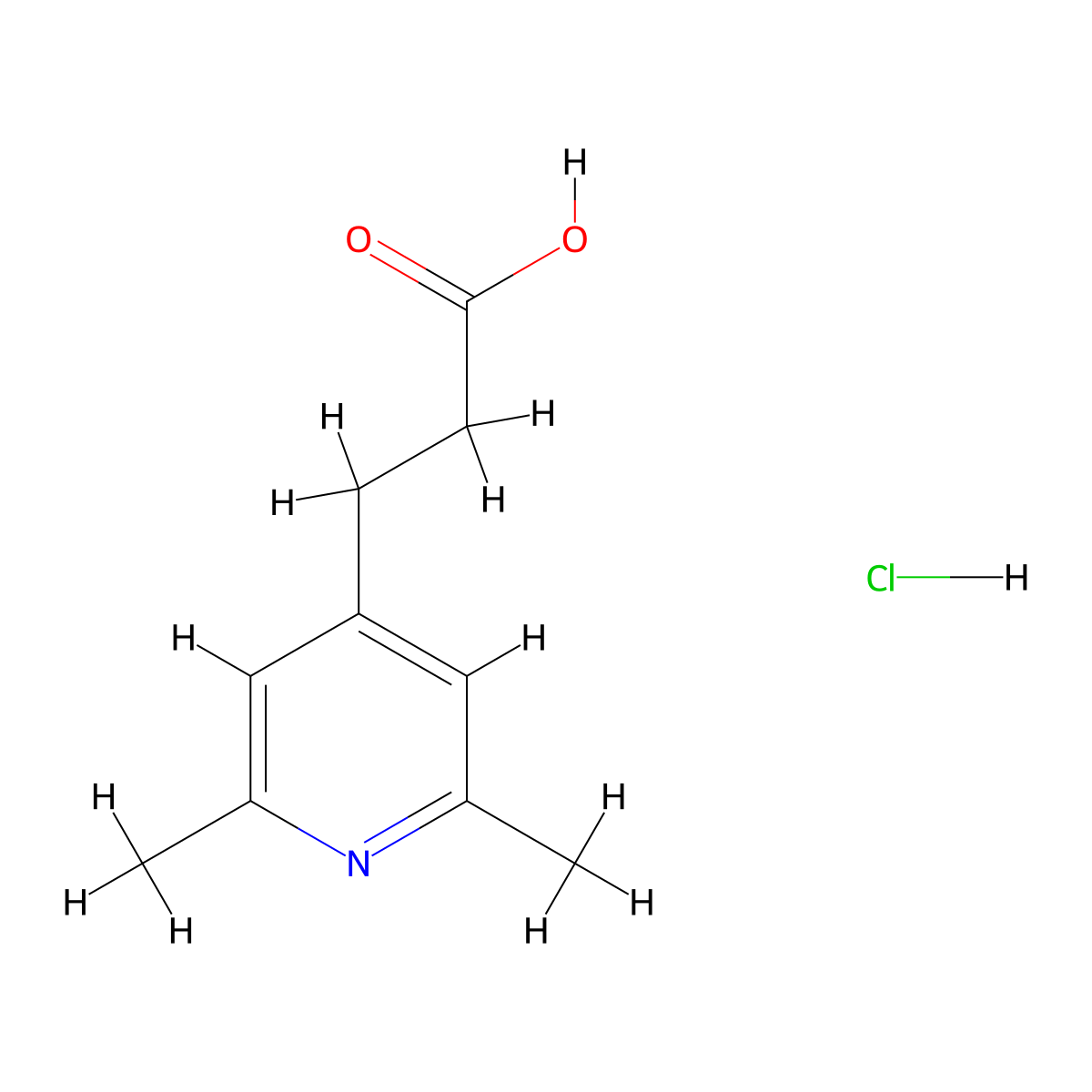 3-(2,6-Dimethylpyridin-4-yl)propanoic acid hydrochloride molecular structure, CAS 2241141-50-2