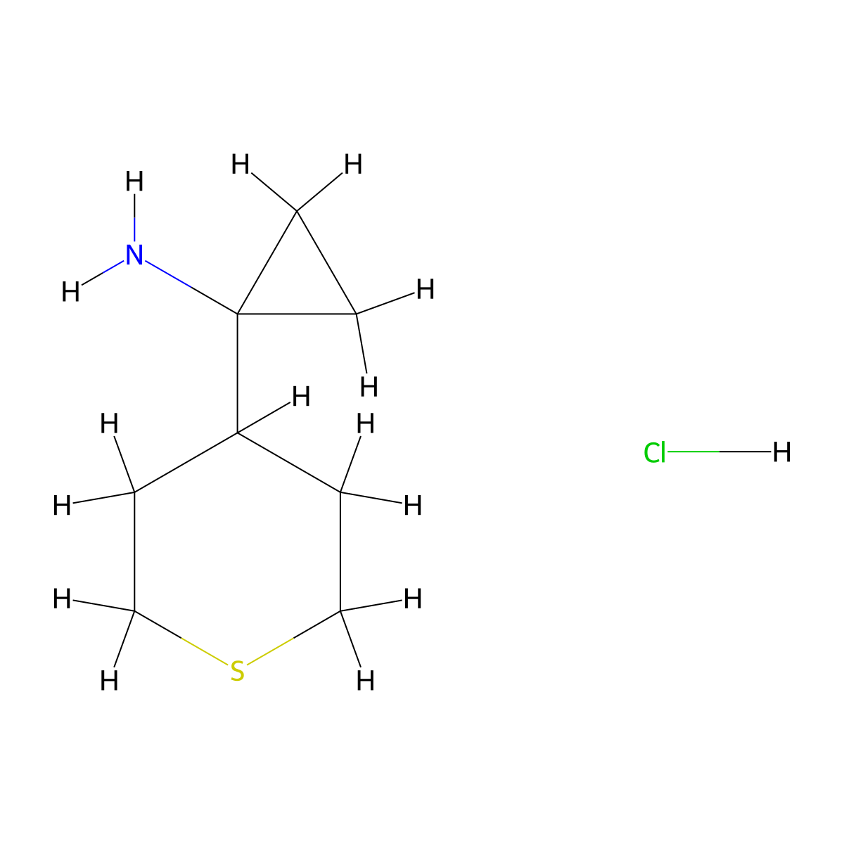 1-(Thian-4-yl)cyclopropan-1-amine hydrochloride molecular structure, CAS 2241141-54-6