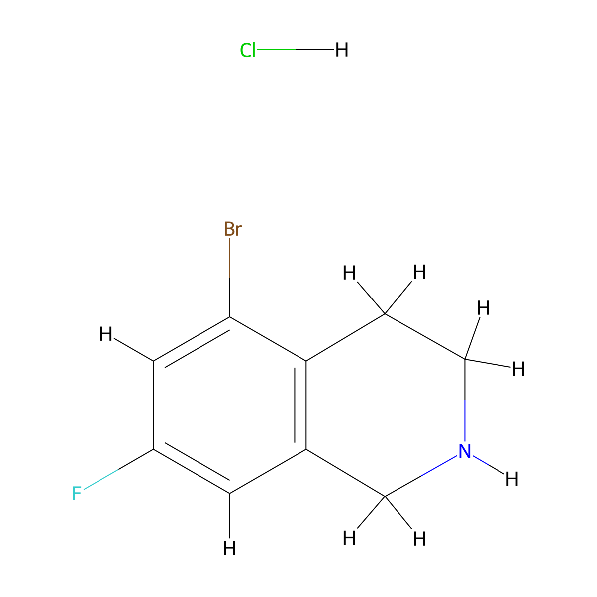 5-Bromo-7-fluoro-1,2,3,4-tetrahydroisoquinoline hydrochloride molecular structure, CAS 2241141-57-9