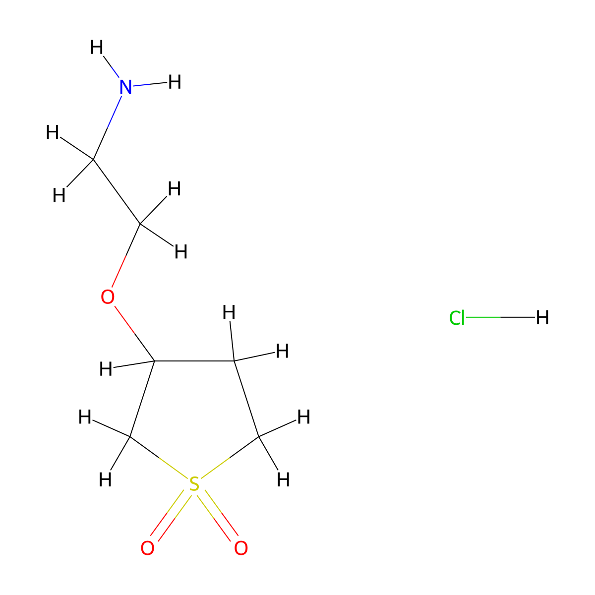 3-(2-Aminoethoxy)-1lambda6-thiolane-1,1-dione hydrochloride molecular structure, CAS 2241141-59-1