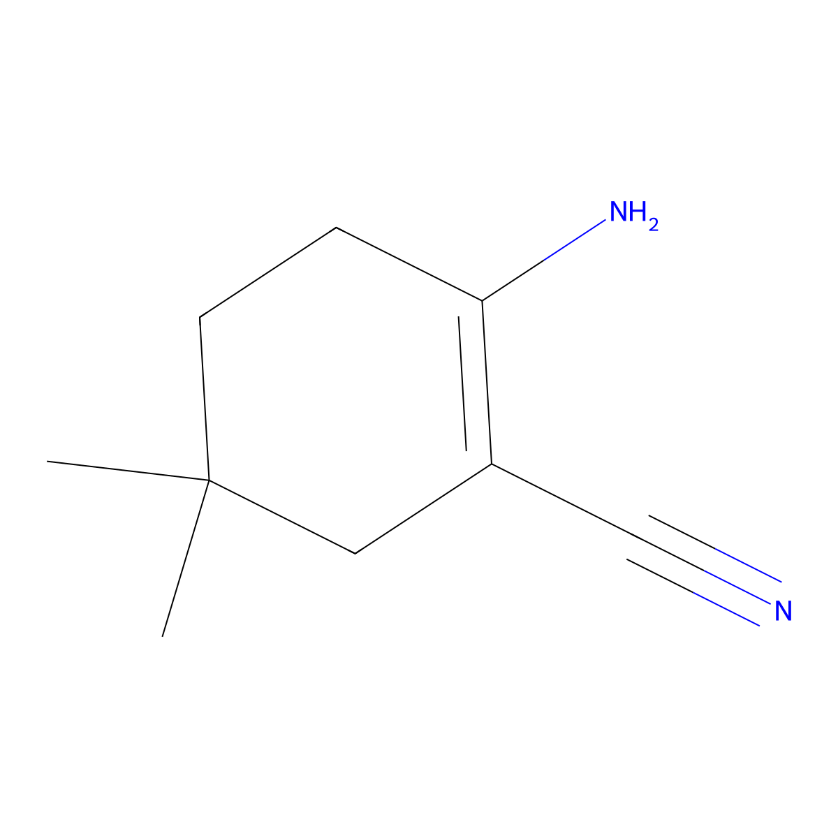 2-Amino-5,5-dimethylcyclohex-1-ene-1-carbonitrile molecular structure, CAS 2241141-60-4