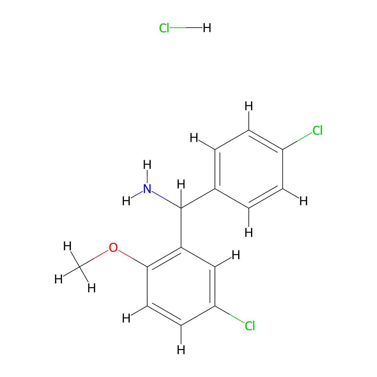 (5-Chloro-2-methoxyphenyl)(4-chlorophenyl)methanamine hydrochloride molecular structure, CAS 2241141-62-6