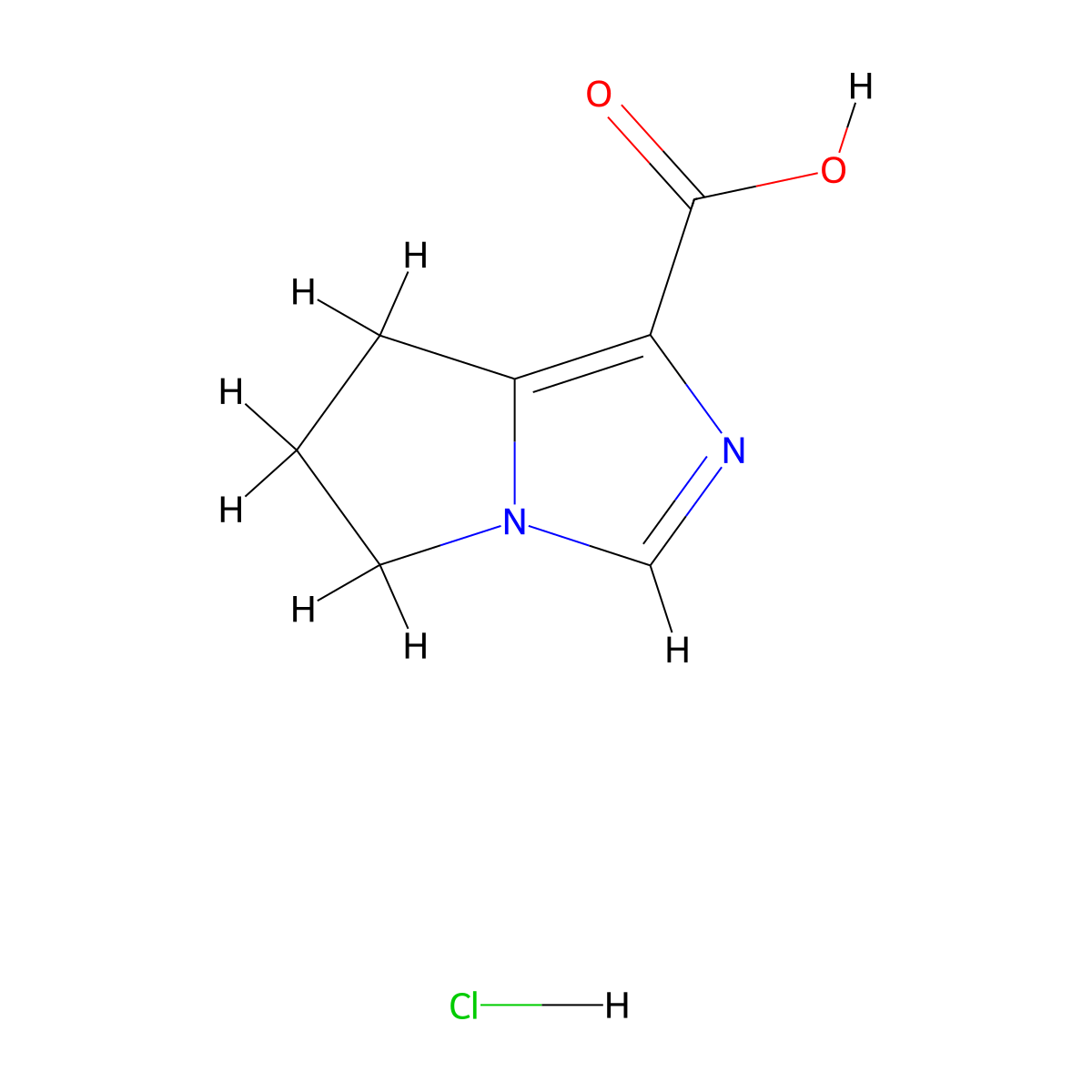 5H,6H,7H-pyrrolo[1,2-c]imidazole-1-carboxylic acid hydrochloride molecular structure, CAS 2241141-67-1
