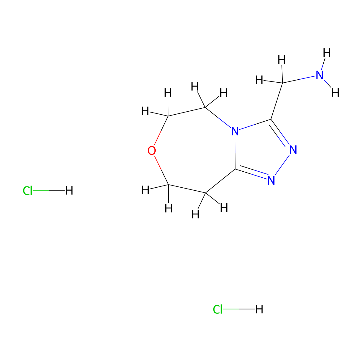 1-(5H,6H,8H,9H-(1,2,4)triazolo(4,3-d)(1,4)oxazepin-3-yl)methanamine dihydrochloride molecular structure, CAS 2241141-68-2