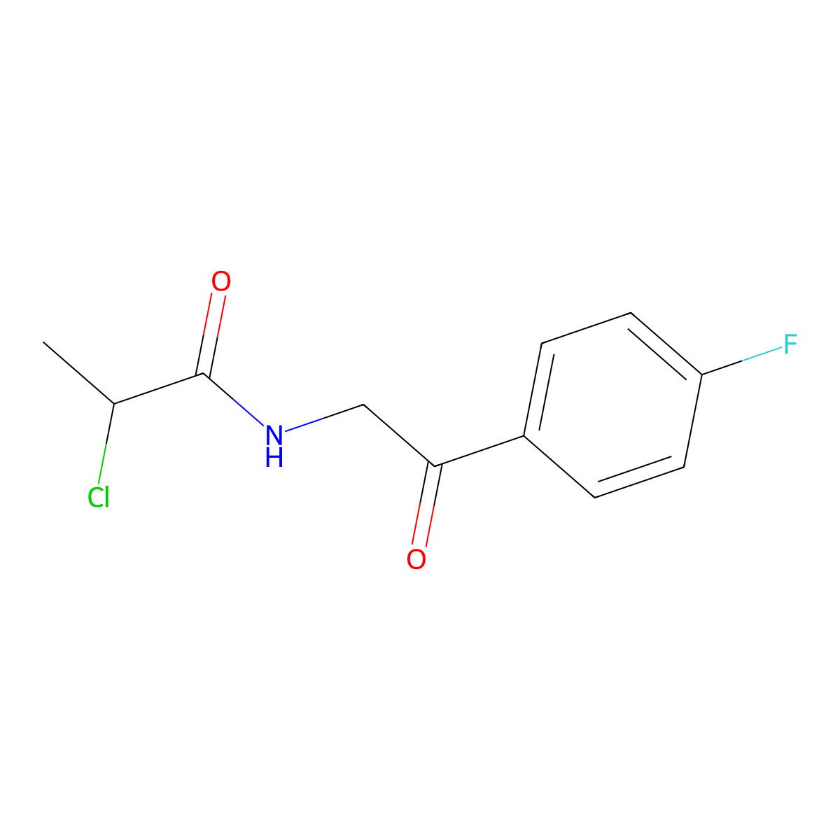 2-Chloro-N-[2-(4-fluorophenyl)-2-oxoethyl]propanamide molecular structure, CAS 2241141-72-8