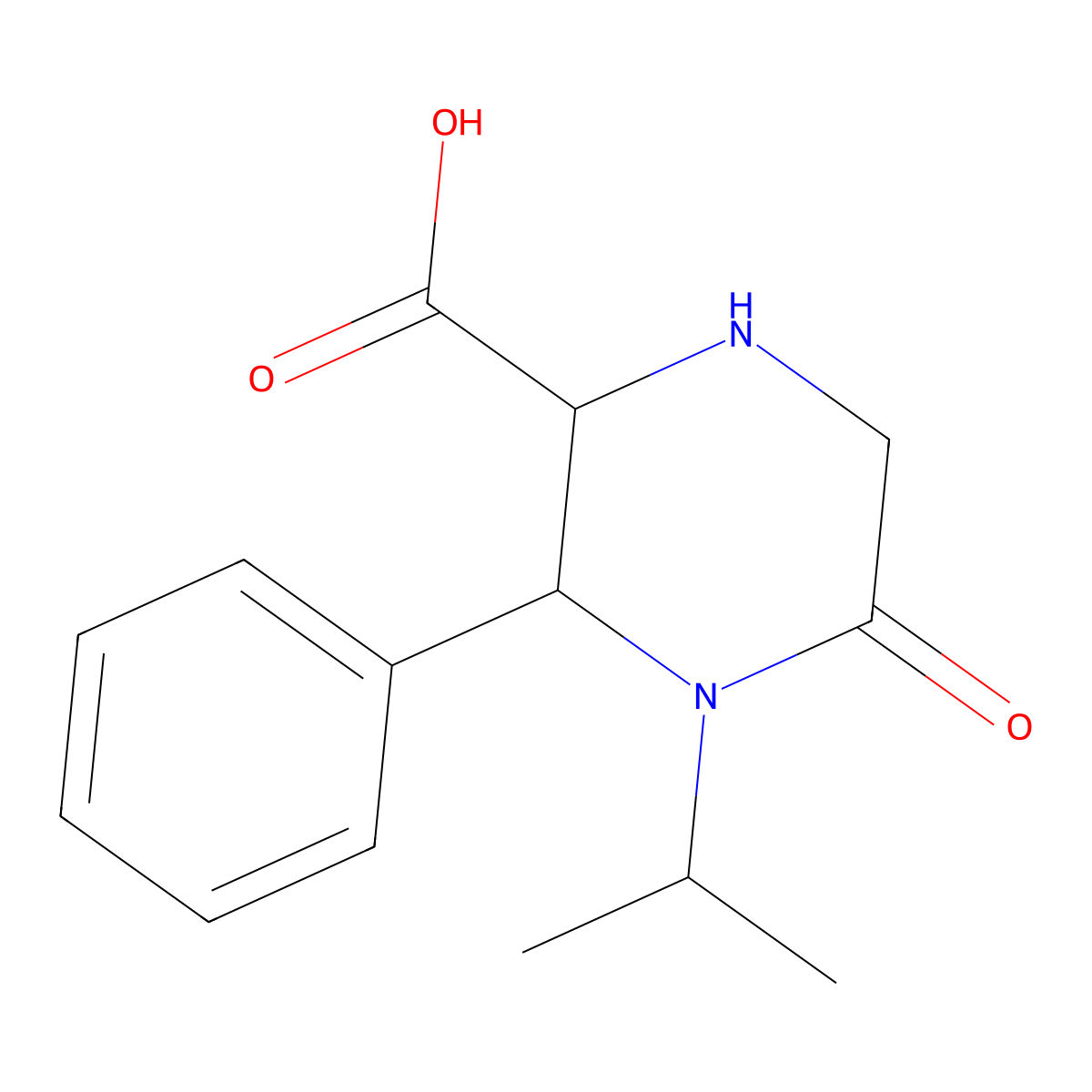 rac-(2R,3S)-5-oxo-3-phenyl-4-(propan-2-yl)piperazine-2-carboxylic acid molecular structure, CAS 2241141-77-3