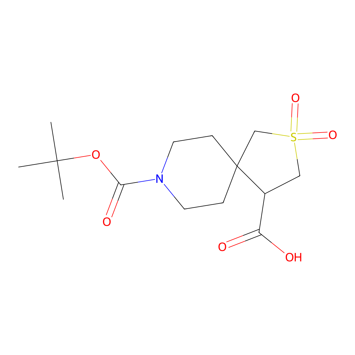 8-[(Tert-butoxy)carbonyl]-2,2-dioxo-2lambda6-thia-8-azaspiro[4.5]decane-4-carboxylic acid molecular structure, CAS 2241141-80-8