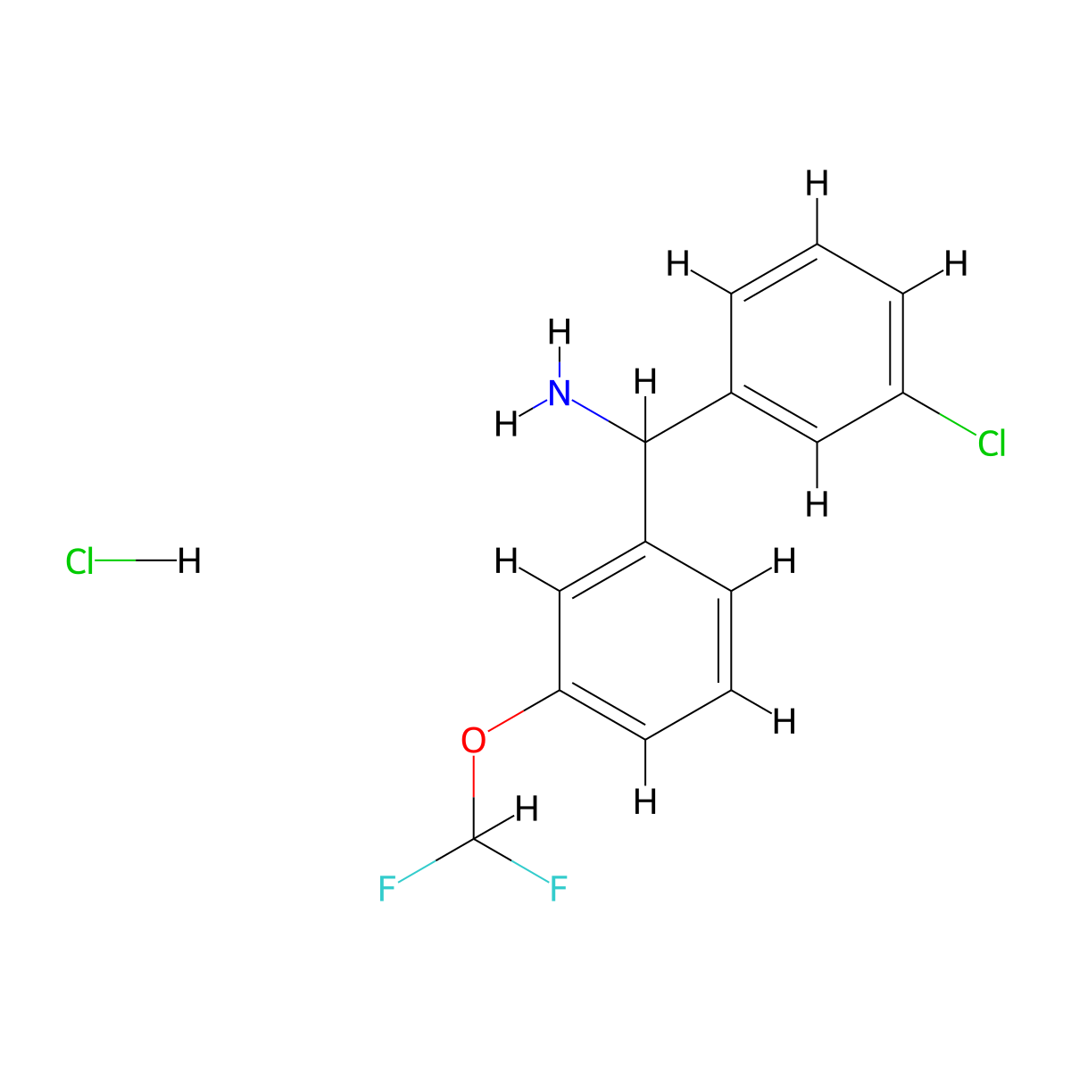 (3-Chlorophenyl)[3-(difluoromethoxy)phenyl]methanamine hydrochloride molecular structure, CAS 2241141-85-3