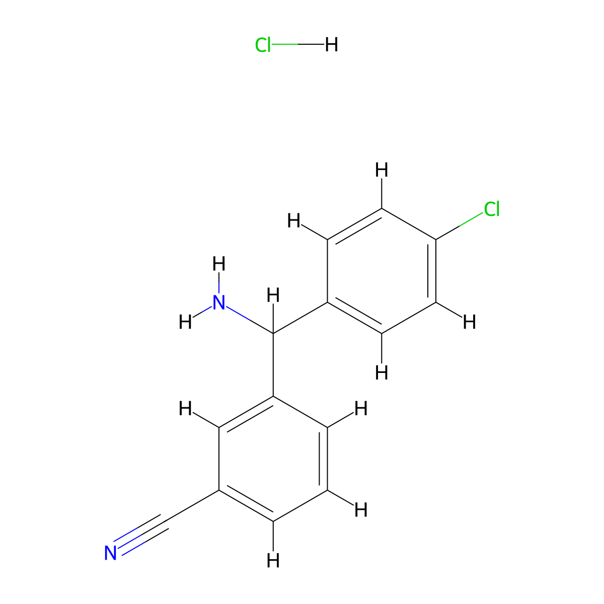 3-[Amino(4-chlorophenyl)methyl]benzonitrile hydrochloride molecular structure, CAS 2241141-91-1