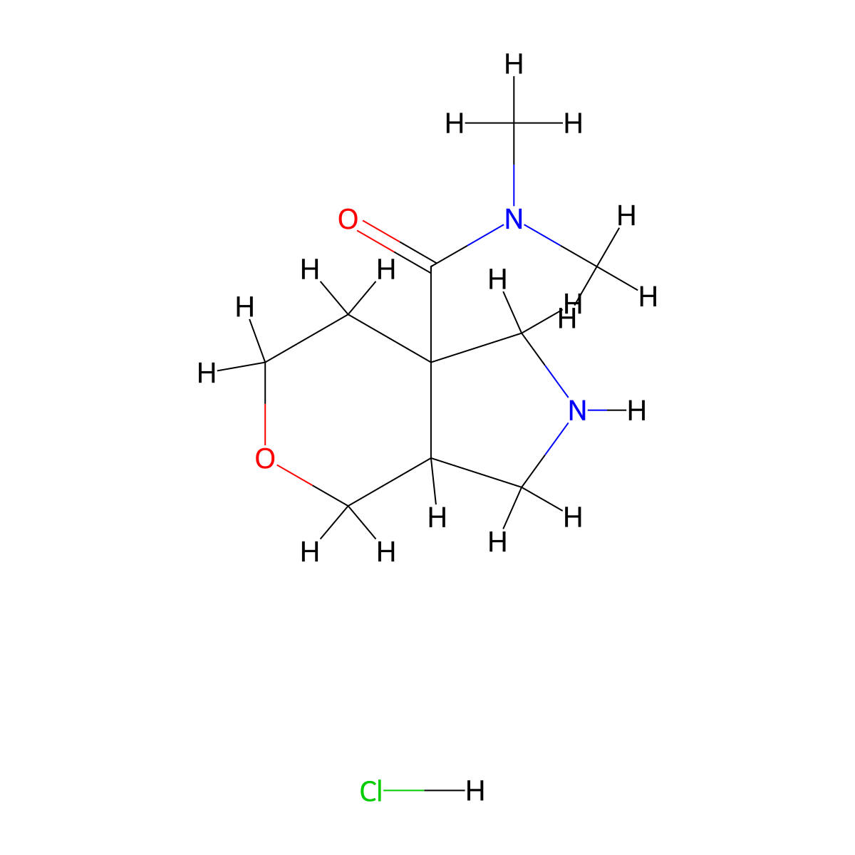 N,N-dimethyl-octahydropyrano[3,4-c]pyrrole-7a-carboxamidehydrochloride molecular structure, CAS 2241141-93-3
