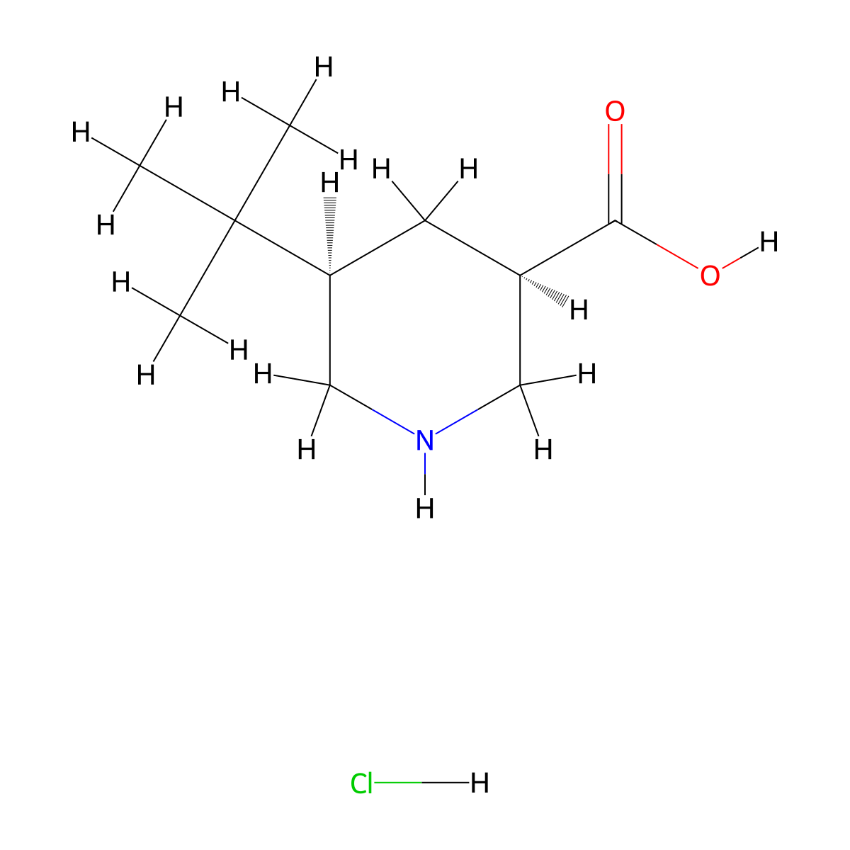 rac-(3R,5R)-5-tert-butylpiperidine-3-carboxylic acid hydrochloride molecular structure, CAS 2241141-97-7