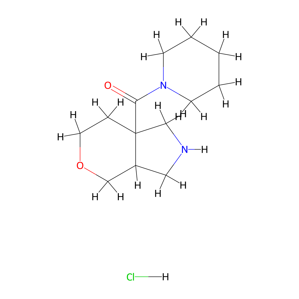 1-{Octahydropyrano[3,4-c]pyrrole-7a-carbonyl}piperidine hydrochloride molecular structure, CAS 2241142-02-7