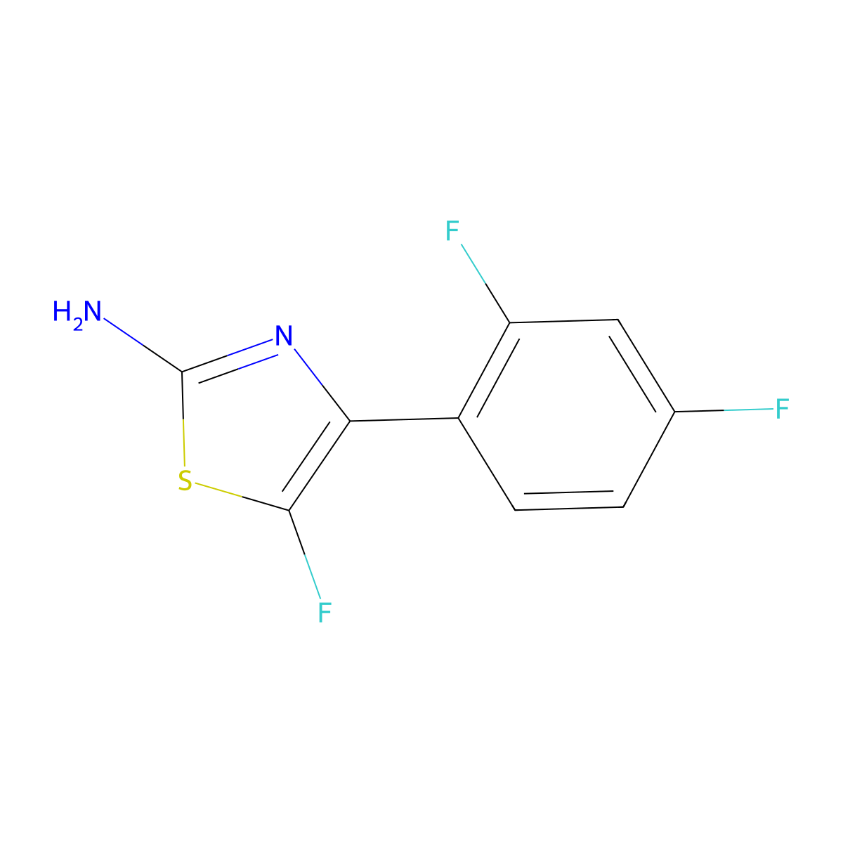 4-(2,4-Difluorophenyl)-5-fluoro-1,3-thiazol-2-amine molecular structure, CAS 2241142-03-8