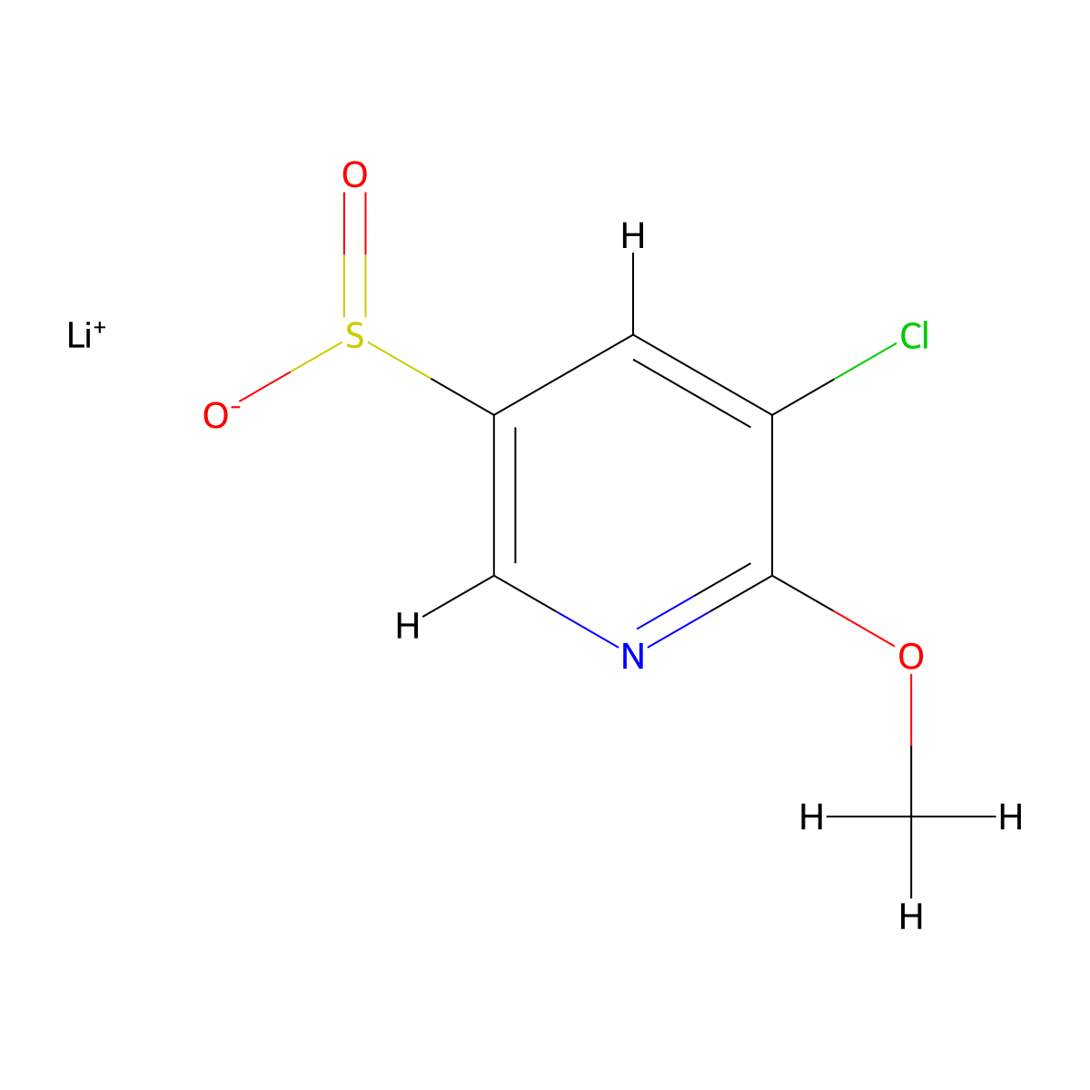 Lithium(1+) 5-chloro-6-methoxypyridine-3-sulfinate molecular structure, CAS 2241142-23-2