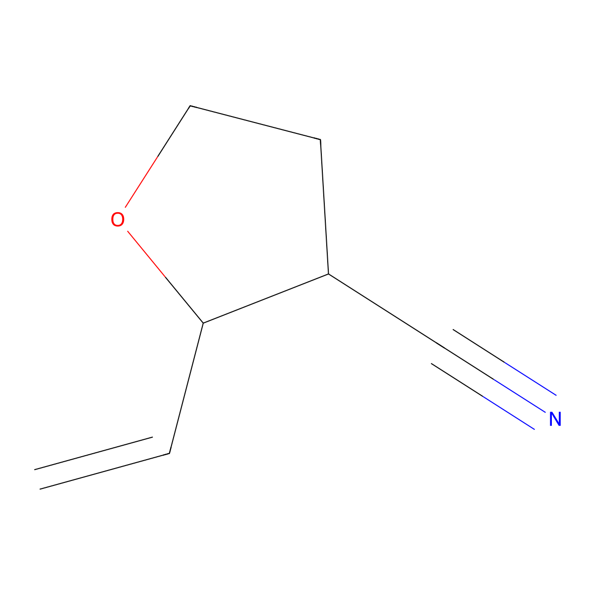 rac-(2R,3R)-2-ethenyloxolane-3-carbonitrile,trans molecular structure, CAS 2241142-34-5