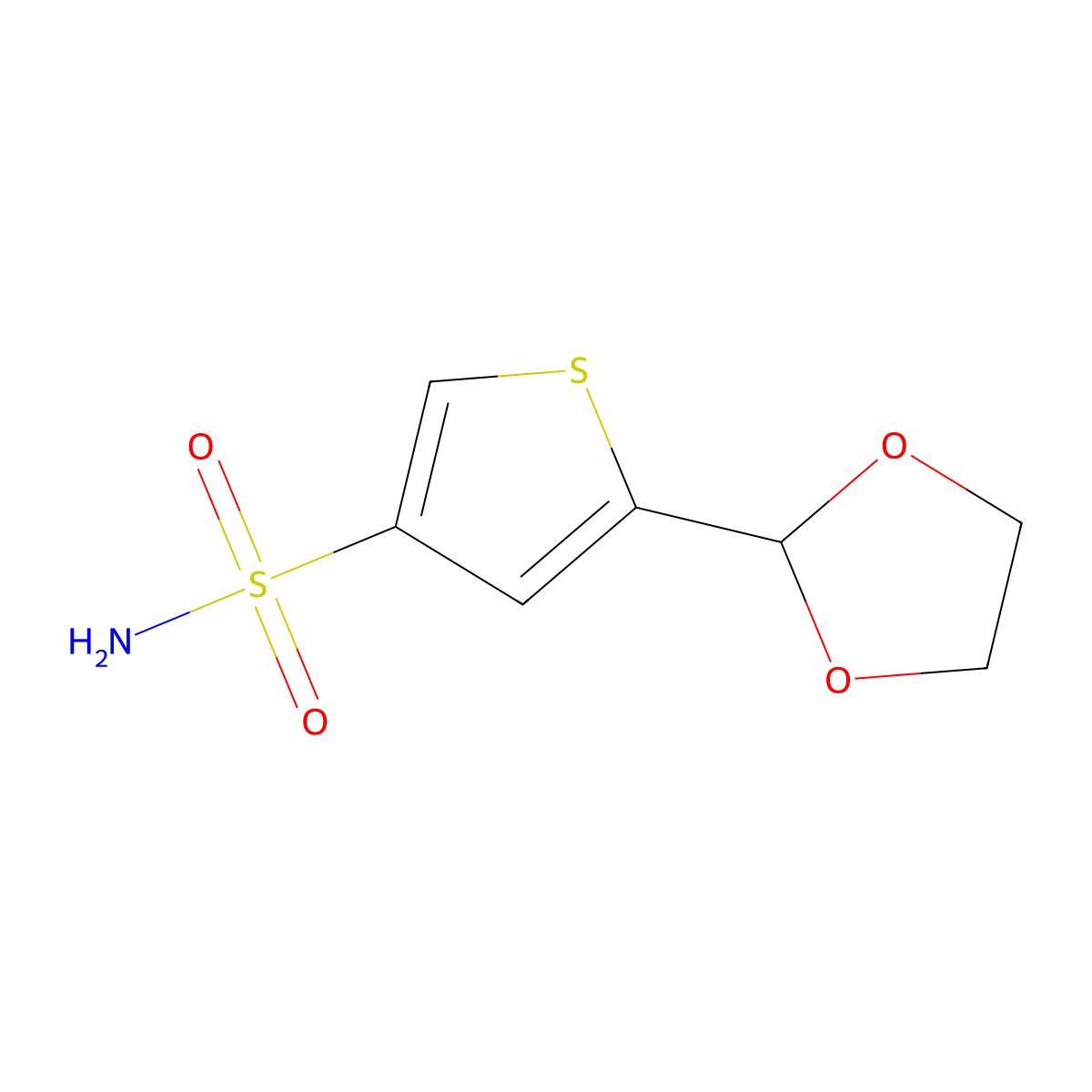 5-(1,3-Dioxolan-2-yl)thiophene-3-sulfonamide molecular structure, CAS 2241142-37-8