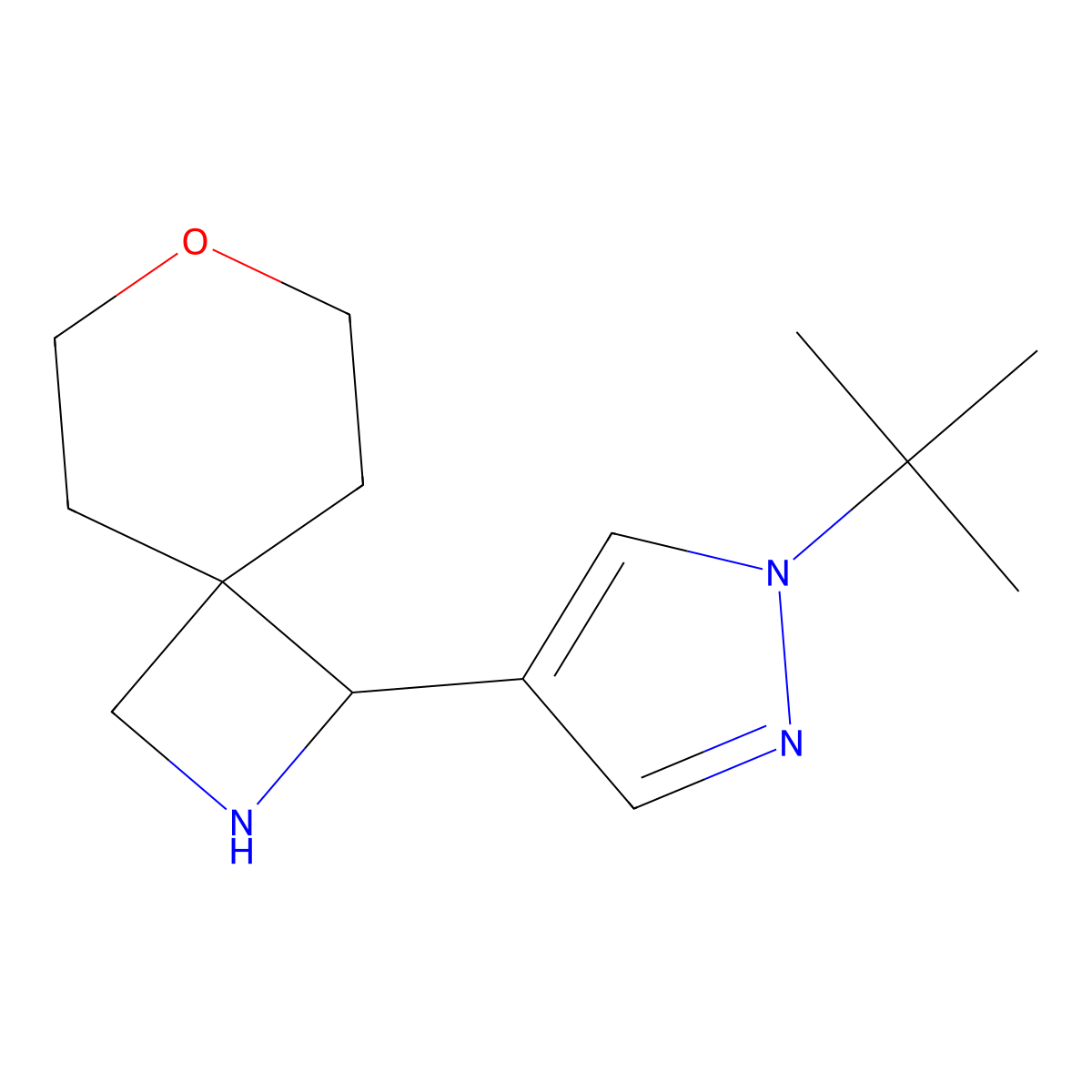 1-(1-tert-butyl-1H-pyrazol-4-yl)-7-oxa-2-azaspiro(3.5)nonane molecular structure, CAS 2241142-41-4