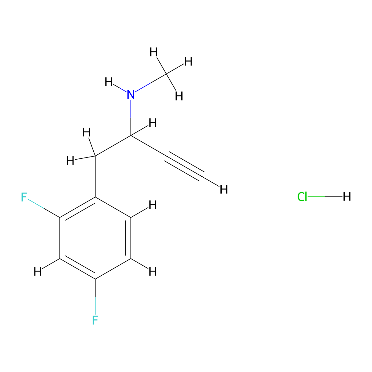 [1-(2,4-Difluorophenyl)but-3-yn-2-yl](methyl)amine hydrochloride molecular structure, CAS 2241142-56-1
