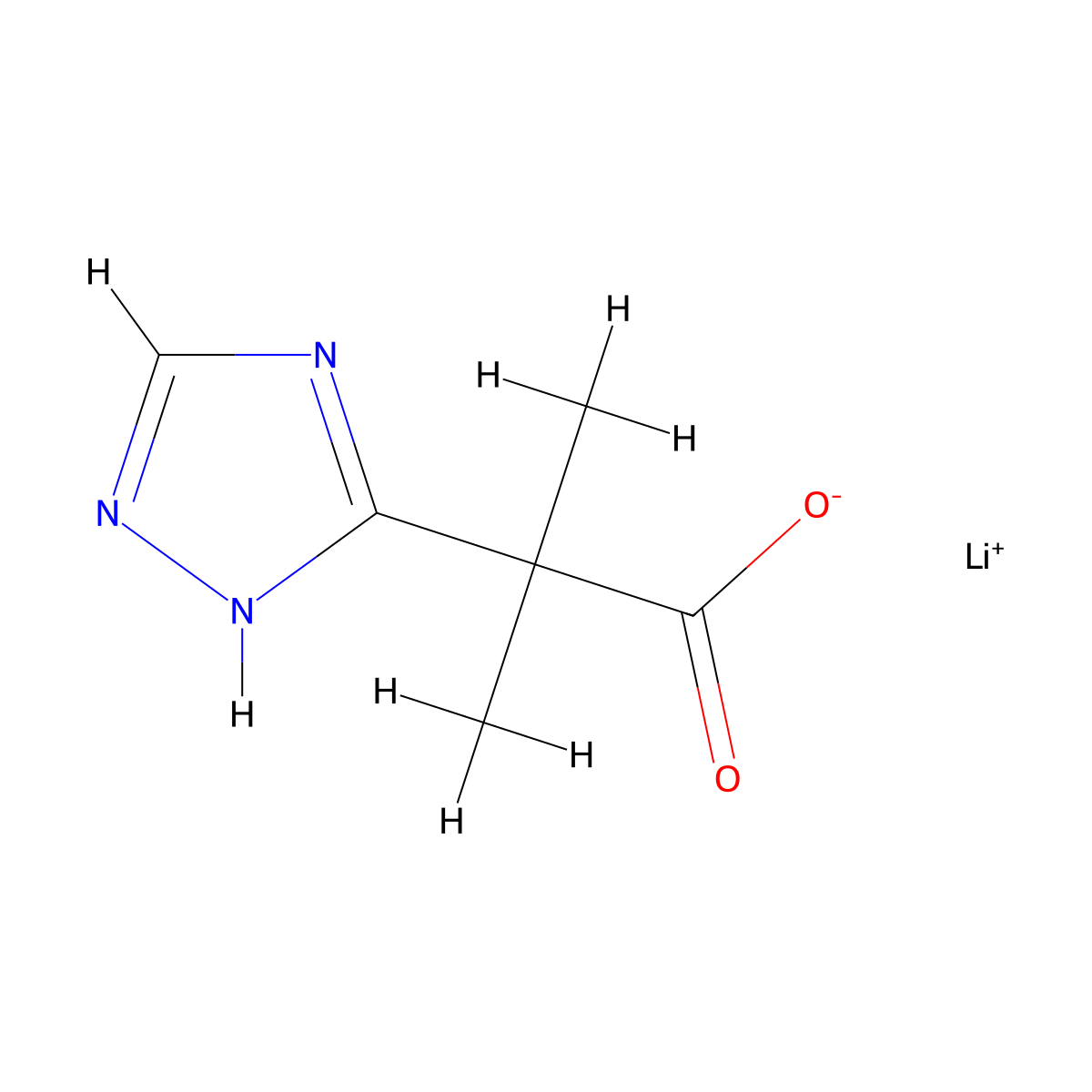 lithium(1+) ion 2-methyl-2-(1H-1,2,4-triazol-3-yl)propanoate molecular structure, CAS 2241142-60-7