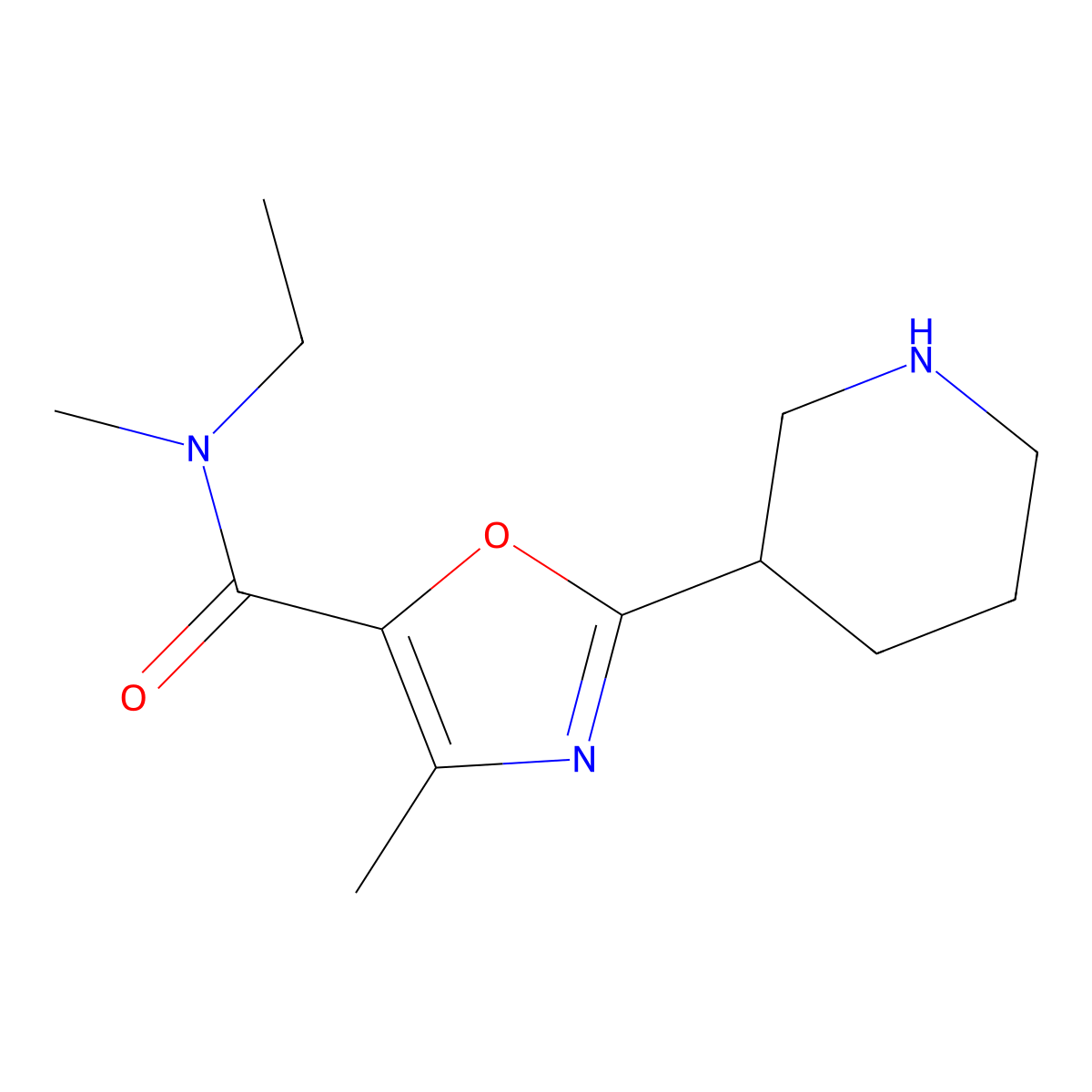 N-ethyl-N,4-dimethyl-2-(piperidin-3-yl)-1,3-oxazole-5-carboxamide molecular structure, CAS 2241142-64-1