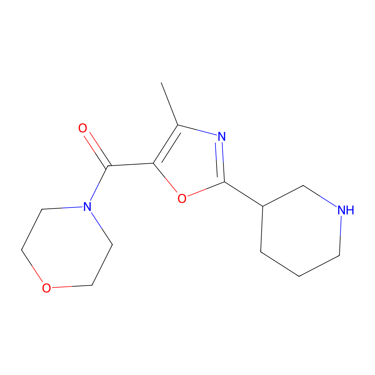 4-[4-Methyl-2-(piperidin-3-yl)-1,3-oxazole-5-carbonyl]morpholine molecular structure, CAS 2241144-59-0