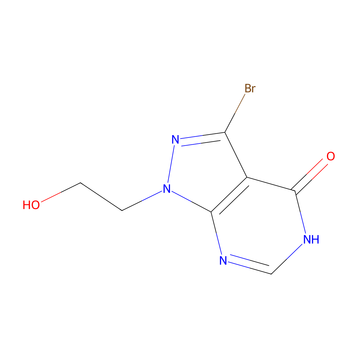 3-bromo-1-(2-hydroxyethyl)-1H-pyrazolo[3,4-d]pyrimidin-4-ol molecular structure, CAS 2241144-64-7