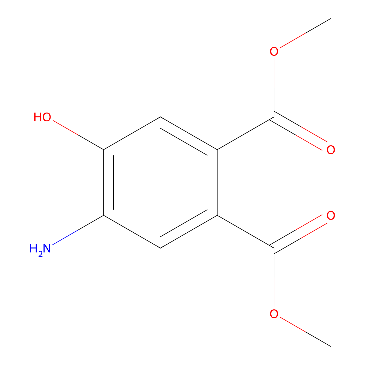 Dimethyl 4-amino-5-hydroxybenzene-1,2-dicarboxylate molecular structure, CAS 2241144-65-8