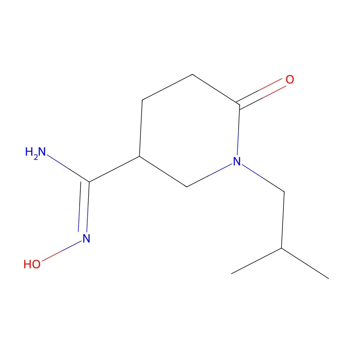 N'-Hydroxy-1-(2-methylpropyl)-6-oxopiperidine-3-carboximidamide molecular structure, CAS 2241145-46-8